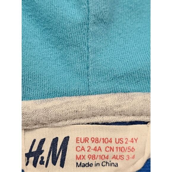 H&M Boy’s Blue Hooded Color Block Zip Closure Track Jacket Size 2-4YR - Picture 4 of 13